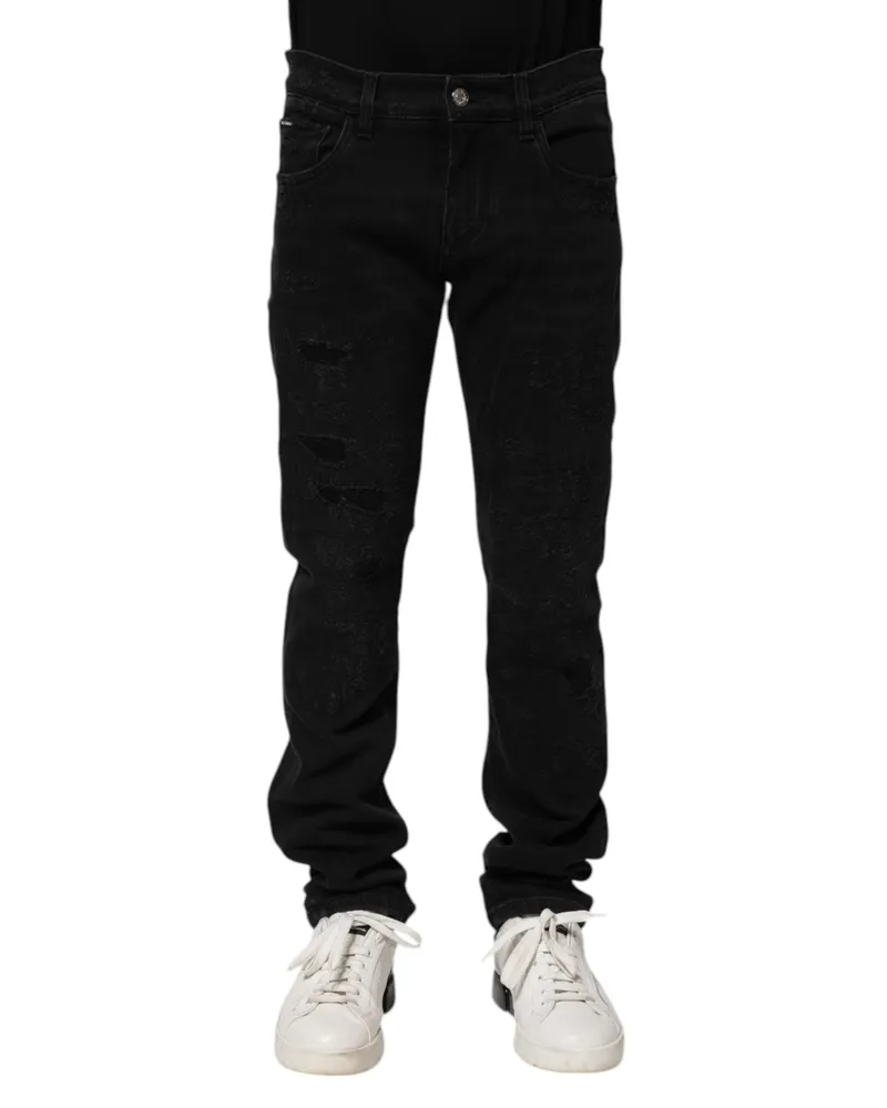 Dolce & Gabbana Black Cotton Skinny Men Denim Jeans Elastane Clothing Black