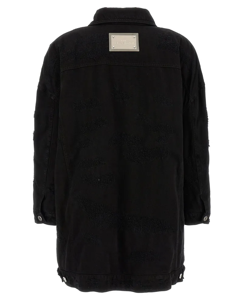 Dolce & Gabbana Used-Effect Denim Jacket — Black Black