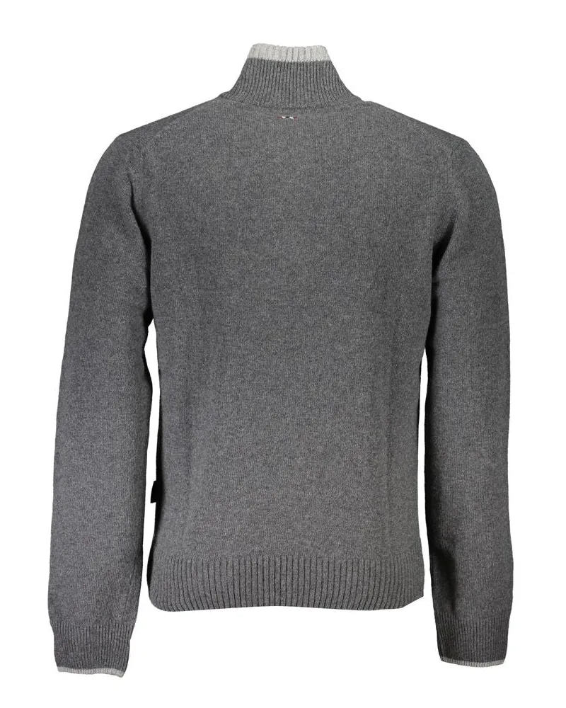 Napapijri Half-Zip Cotton-Blend Sweater — Gray Gray
