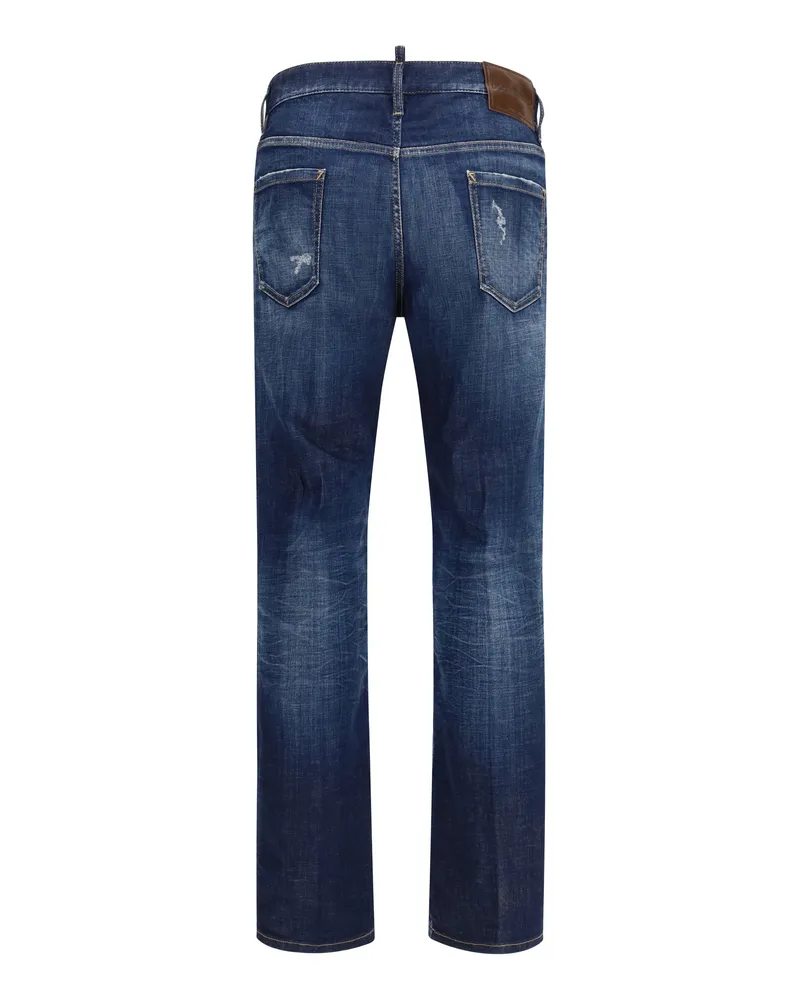 Dsquared2 Men's 642 Jeans Navy Blue Cotton; Elastane Navy