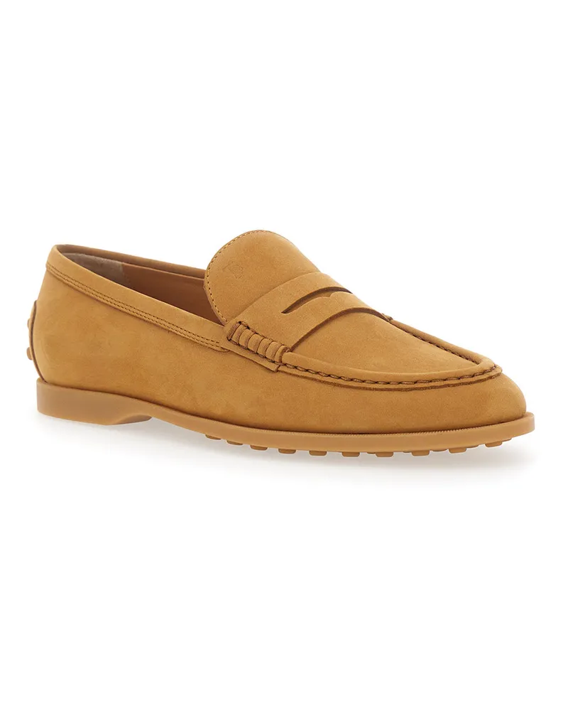 TOD'S Women's Loafers Half Horsebit Beige Suede Calf Leather Beige