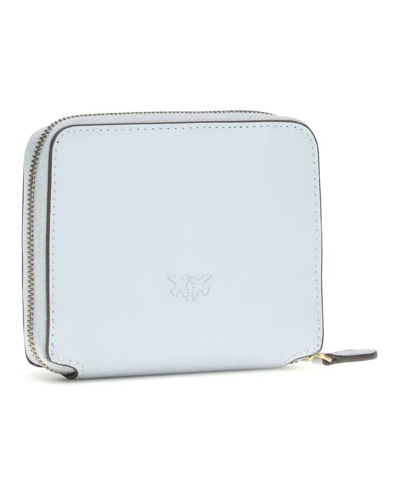 Pinko Women's Leather Zip-Around Wallet Azzurro Celeste-Antique Gold Calf Bos Taurus Blue