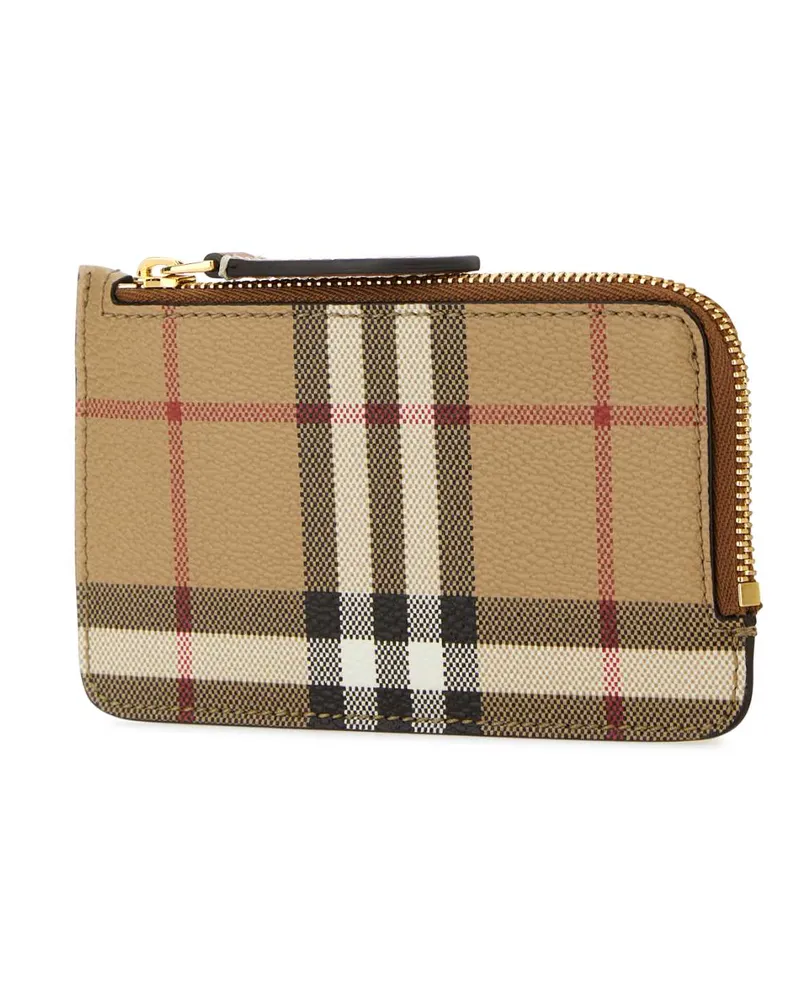Burberry Women's Printed Canvas Card Holder Archivebeige Polyurethane Polyester Cotton Portafogli Beige