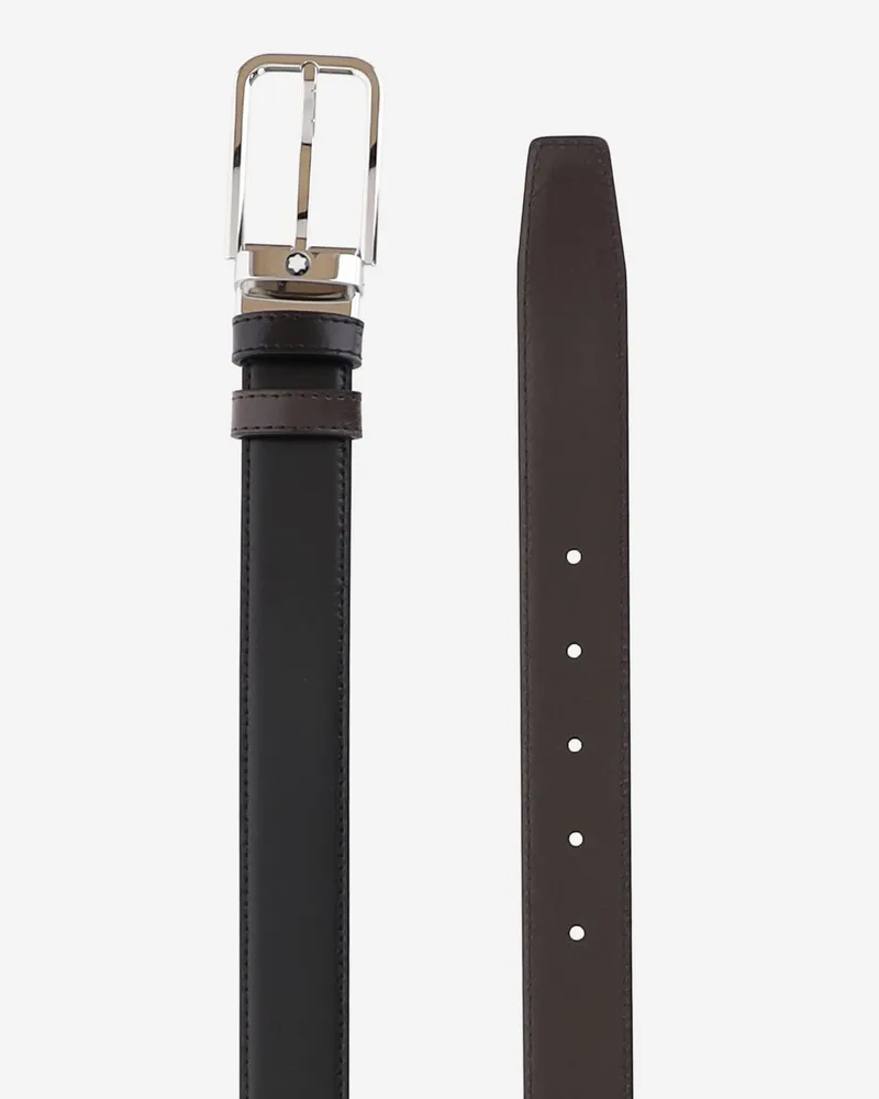 Montblanc Reversible Leather Belt — Black Black