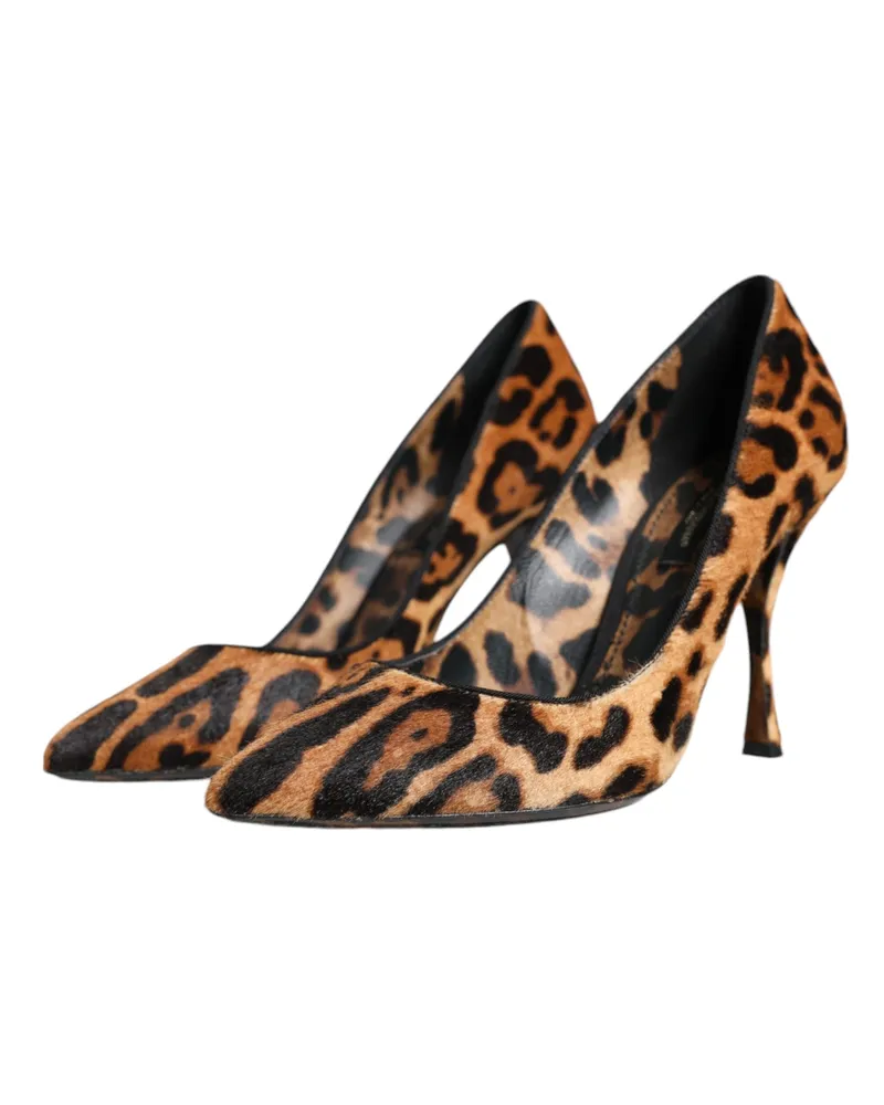 Dolce & Gabbana Women's Leopard Calf Hair Heel Brown Viscose Brown