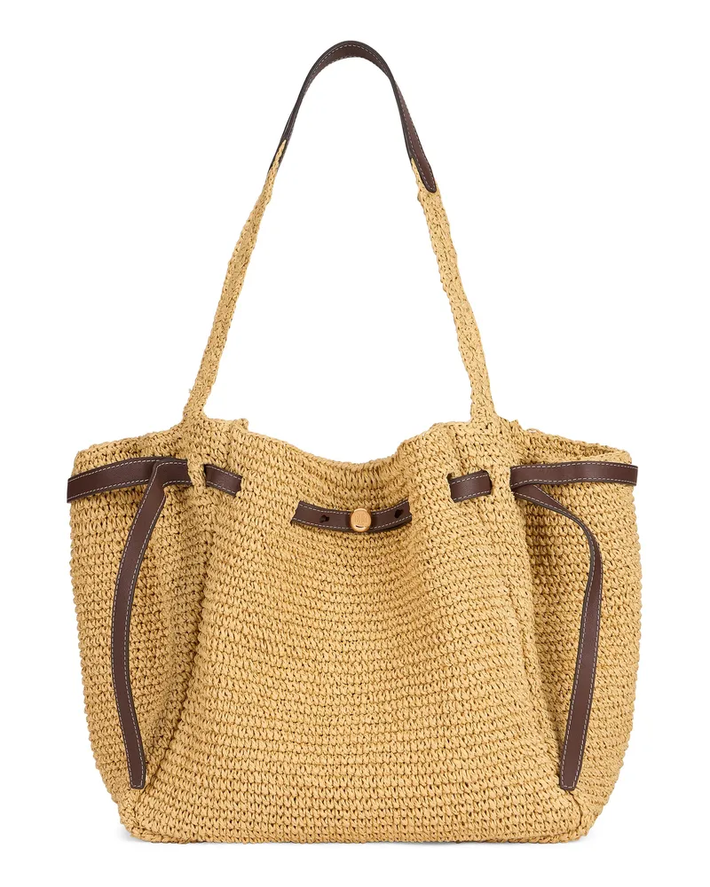 Tory Burch Women's Tote Bag Romi Natural Raffia Beige