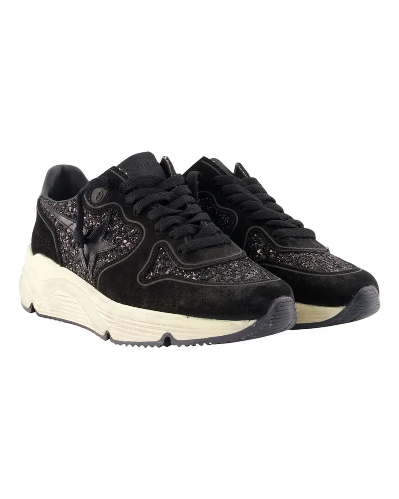 Golden Goose Glitter and Suede Mix Sneaker — Black Black