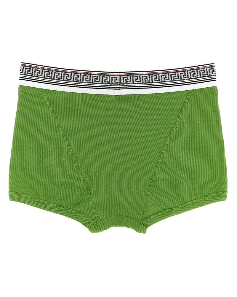 Versace Greca-Jacquard Ribbed Cotton Briefs — Green Green