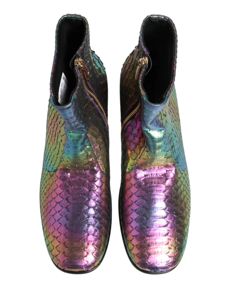 Dolce & Gabbana Men's Multicolor Chelsea Short Ankle Boots Shoes Moluro Python Multicolor