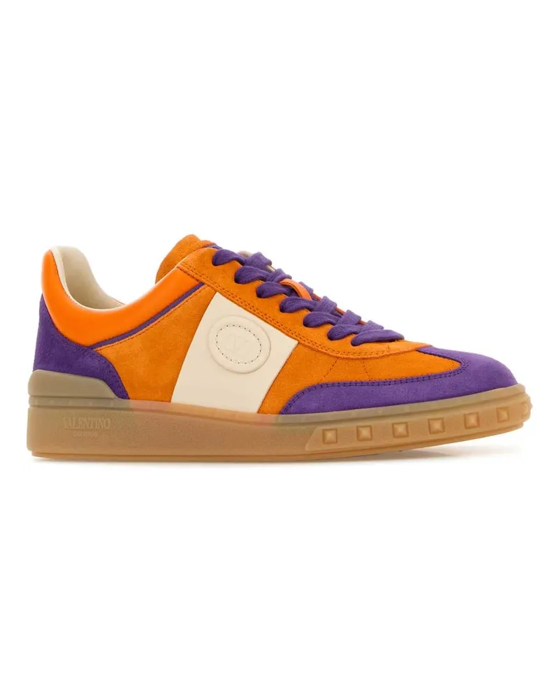 Valentino Garavani Women's Multicolor Suede Upvillage Sneakers Pumpkelvglacepumpkelvglaceambra Orange