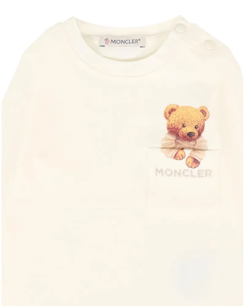 Moncler Teddy Print Embroidery T-Shirt — Cream Cream
