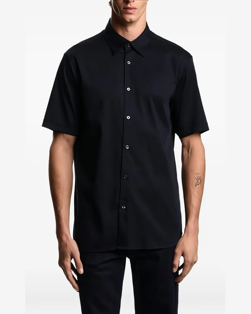 Emporio Armani Cotton Short-Sleeve Shirt — Black Black