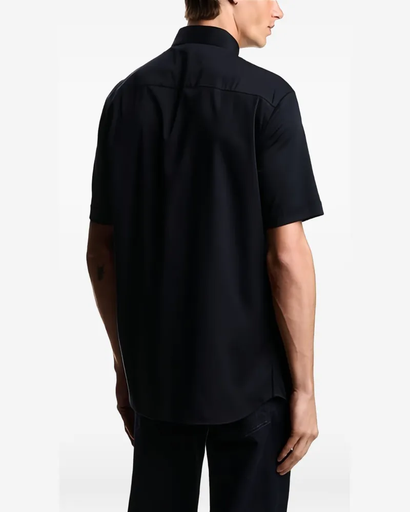 Emporio Armani Cotton Short-Sleeve Shirt — Black Black