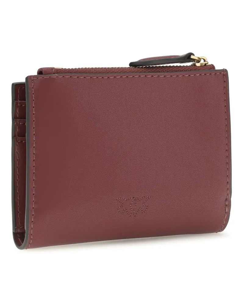 Pinko Women's Wallet With Logo Ribes Intenso-Antique Gold Calf Leather Bos Taurus Burgundy
