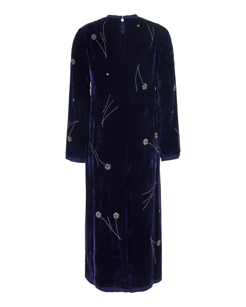 forte_forte Women's Long Velvet Dress Blue Viscose Blue