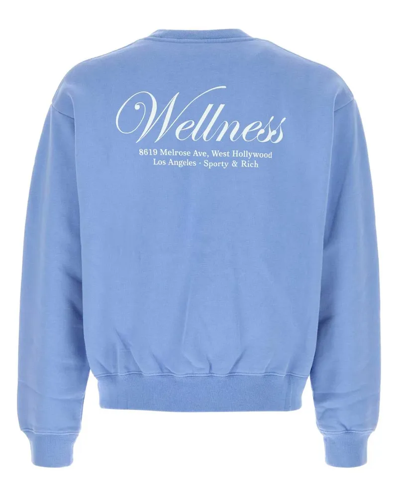 SPORTY & RICH Unisex Light-Blue Cotton Sweatshirt Periwinklewhite Exterior: Felpe Sweater Blue