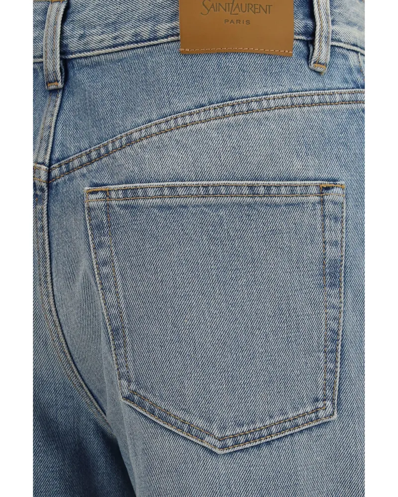 Saint Laurent Wide-Leg 90s High-Waisted Jeans — Blue Blue