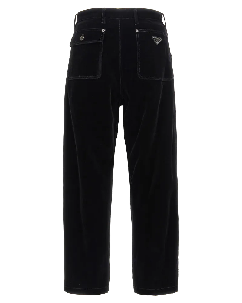 Prada Men's Black Cotton Casual Pants Black
