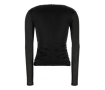Women's Rose Blouse Black Silk Polyester Elastane