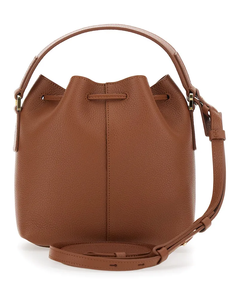 Ferragamo Women's Crossbody Bag Grained Brown Leather Calf Shoulder Brown