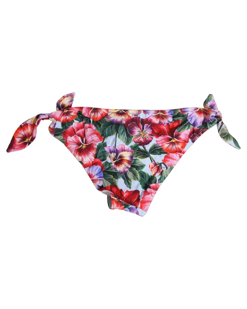 Dolce & Gabbana Women White Floral Print Nylon Beachwear Bikini Bottom Elastane Clothing White