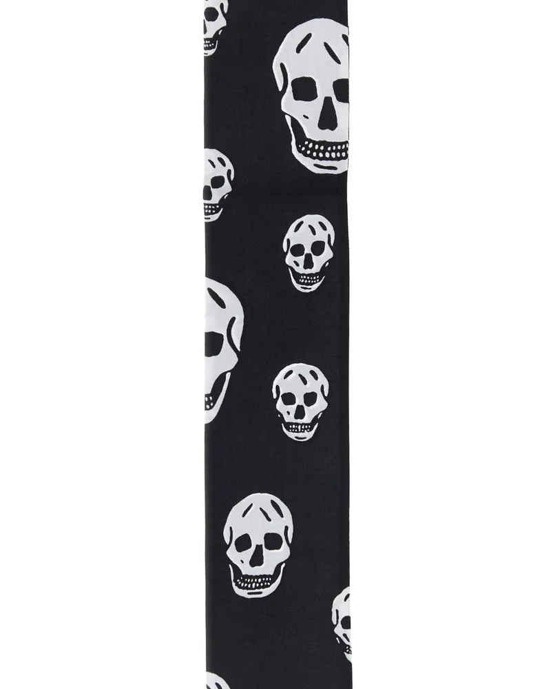 Alexander McQueen Women's Printed Silk Foulard Blackivory Exterior: Sciarpe E Scarfs Black