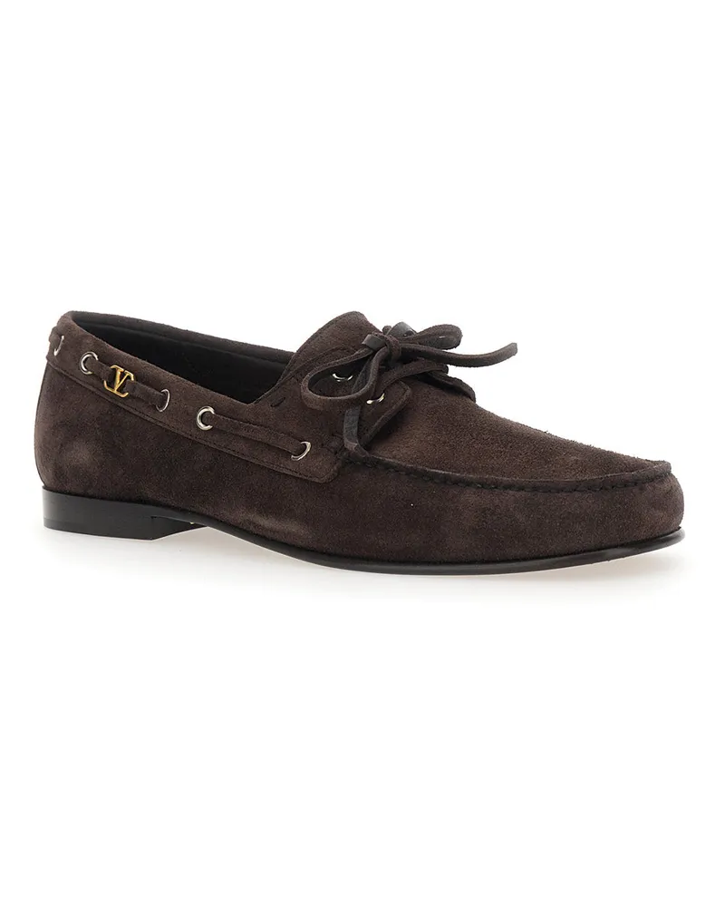 Valentino Garavani VLogo Suede Loafer — Brown Brown