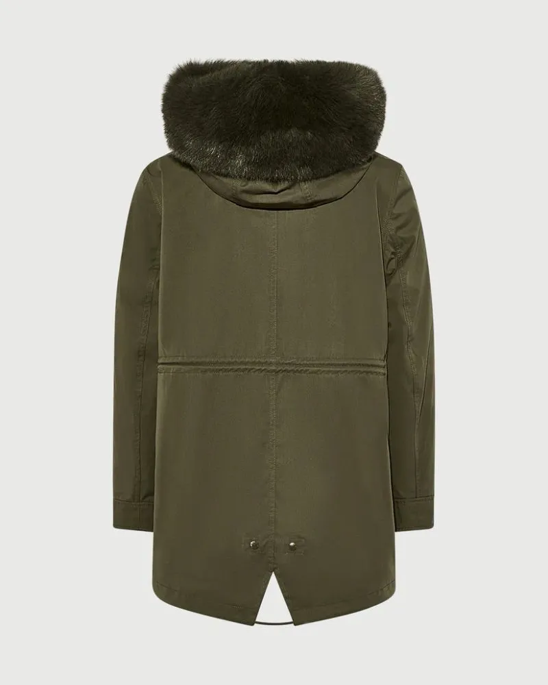 Yves Salomon Coat — Olive Olive