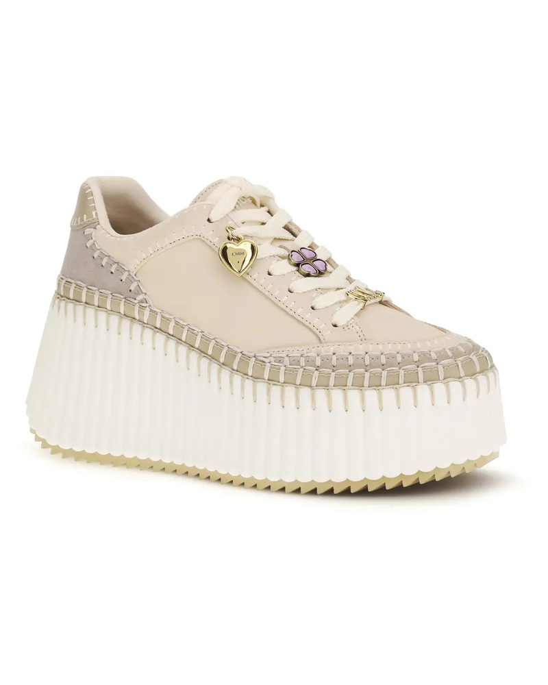Chloé Women's Nama Wedge Sneakers Dove Grey Beige