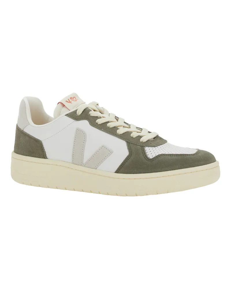 VEJA Unisex Green Low Top Sneakers With Logo Patch Leather Trainers White
