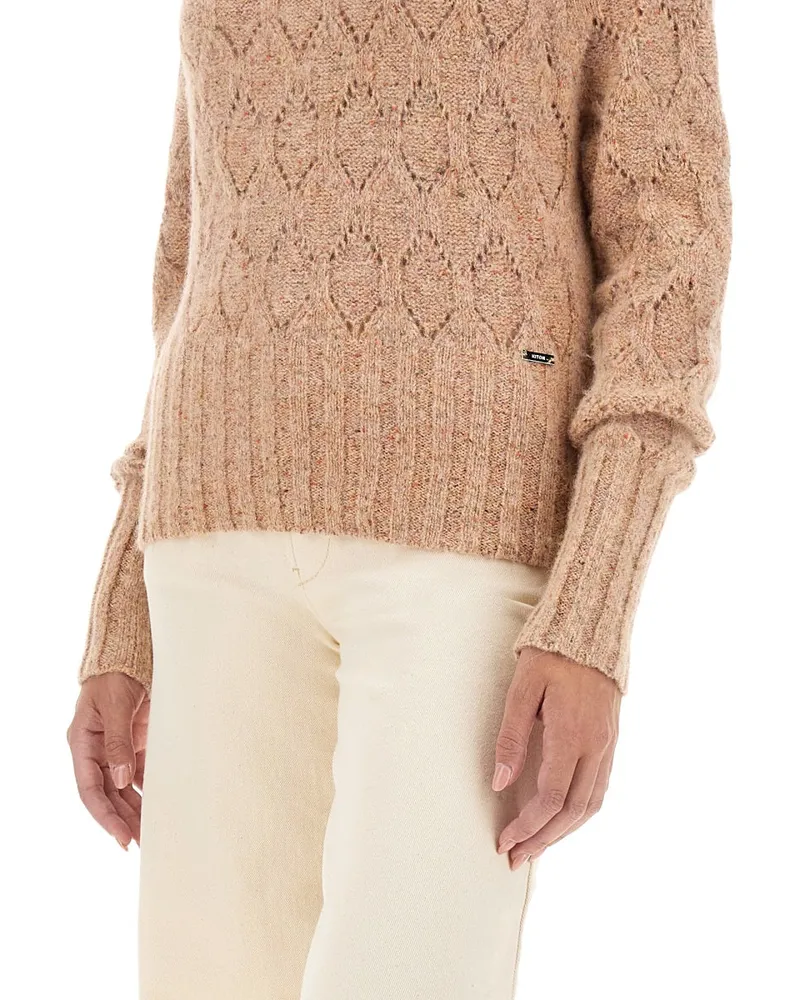 Kiton Cotton-Alpaca Blend Turtleneck Sweater — Brown Brown