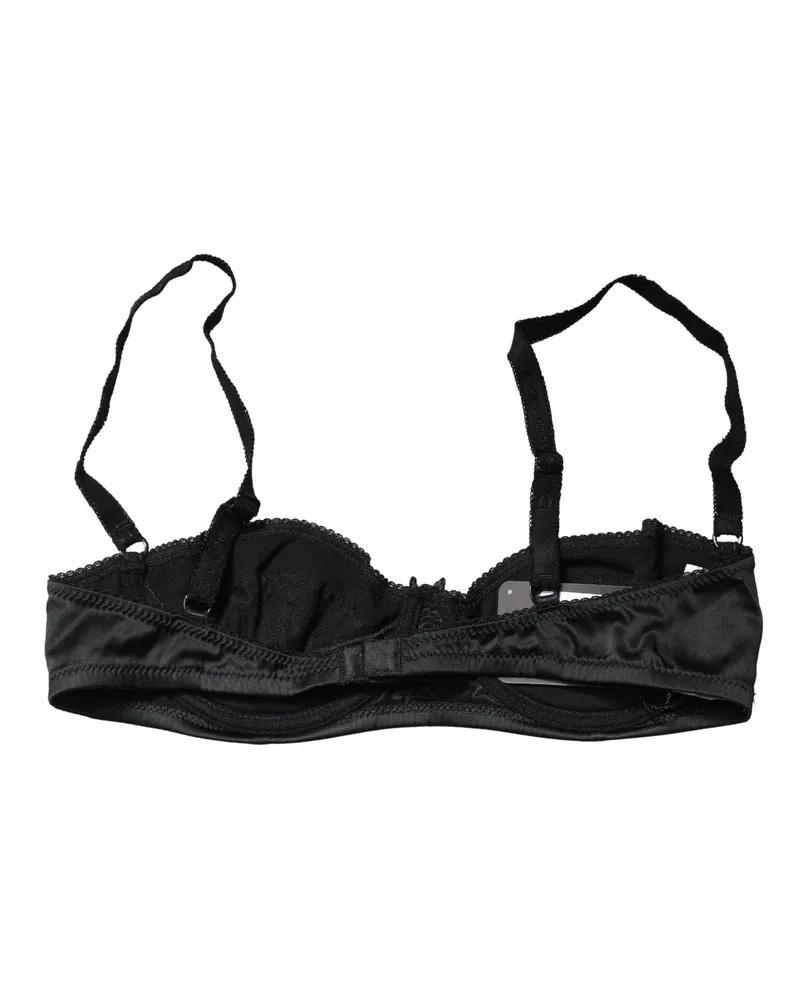 Dolce & Gabbana Women Black Semi-Pad Underwire Balconette Bra Underwear Elastane Silk Clothing Black