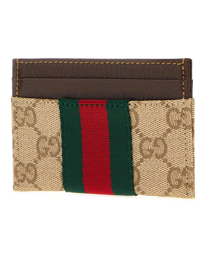 Gucci Women's Gg Canvas Card Holder Vinsanbrdkbrvrv Portafogli Wallet Beige