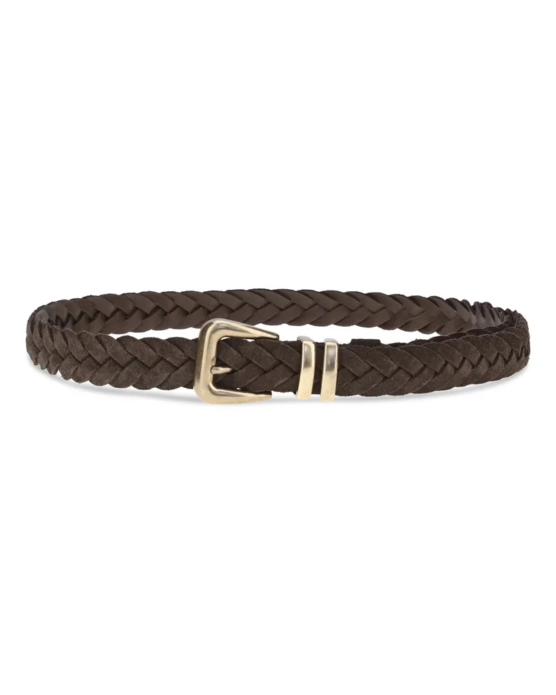 Brunello Cucinelli Men's Leather Woven Belt Bc-Nes Calf Bos Taurus E Braces Bc/nes Brown