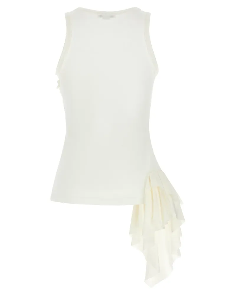 Alexander McQueen Silk Ruffle Tank Top — Cream Cream