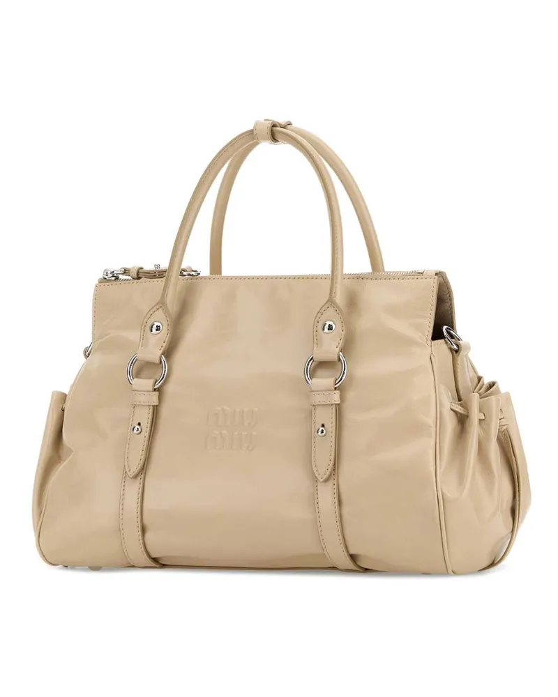 Miu Miu Women's Sand Leather Handbag Travertino Borse A Mano Bag Beige