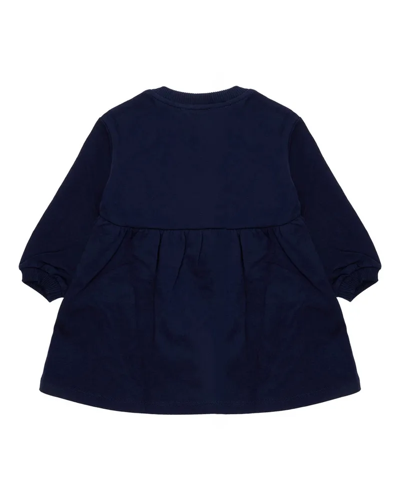 Moschino Bow-Embroidered Cotton Dress — Navy Navy