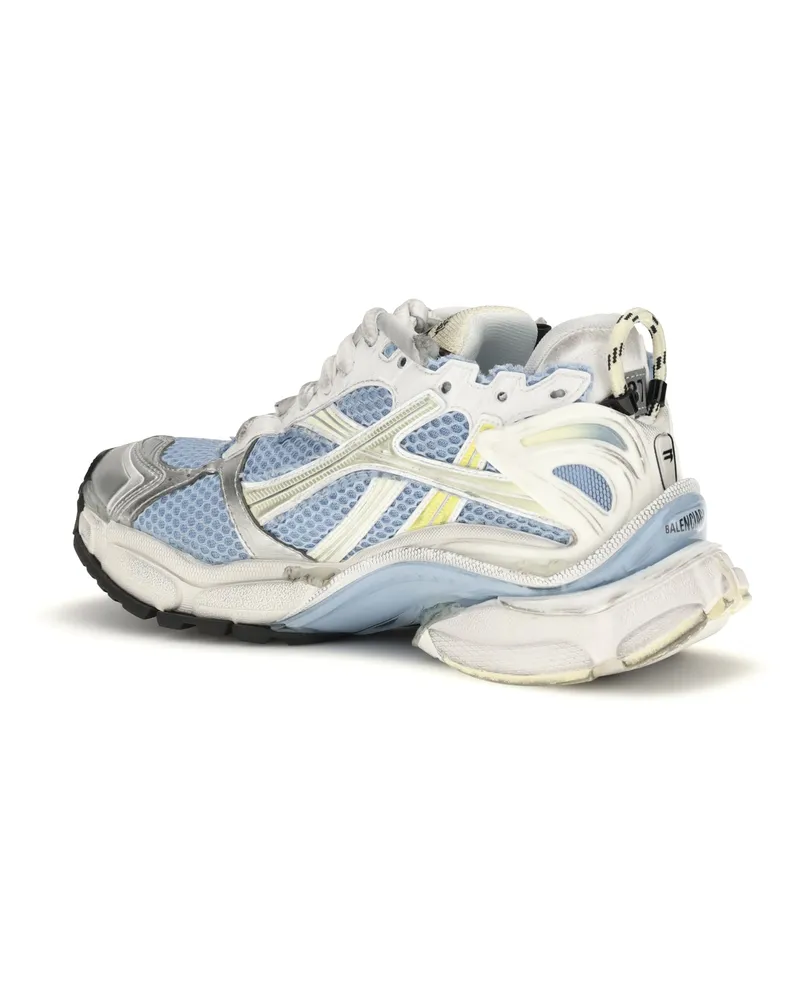 Balenciaga Women's Runner Mesh Sneakers Blue-Yellow-White Upper Polyurethane Trainers Blue/yellow/white Blue