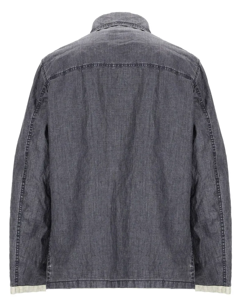 Fay Linen Hook Closure Jacket — Blue Blue