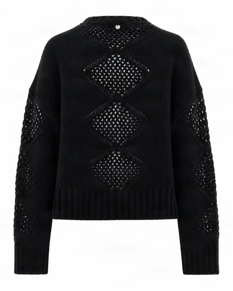 Liu Jo Diamond Knit with Beaded Detail Sweater — Black Black