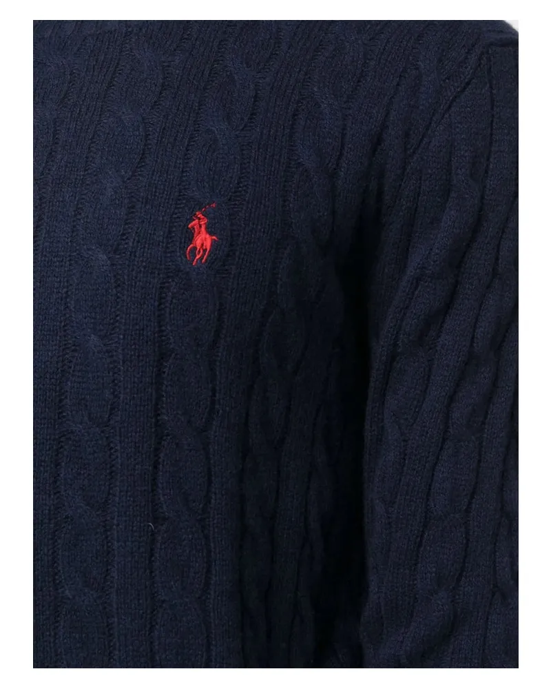 Ralph Lauren Cable-Knit Wool and Cashmere Sweater — Navy Navy