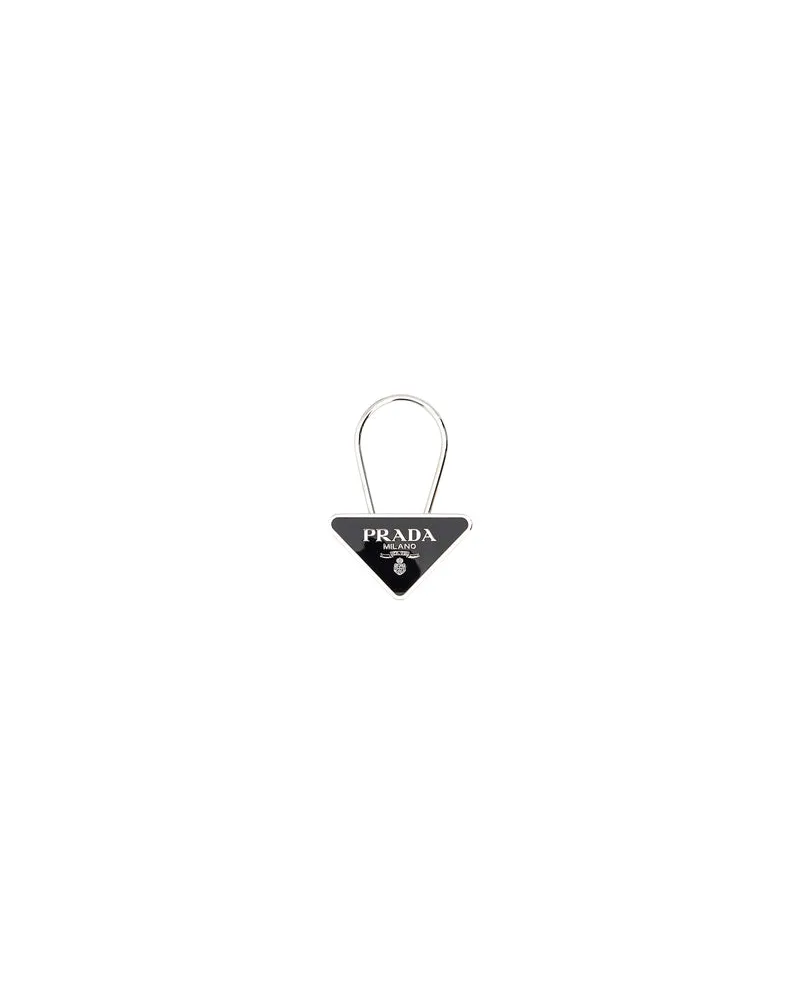 Prada Men's Black Metal Key Ring Nero Portachiavi Keychains Black
