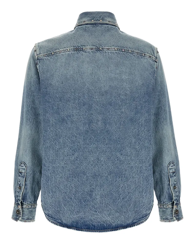 Versace Metal Stud Medusa Shirt — Blue Blue