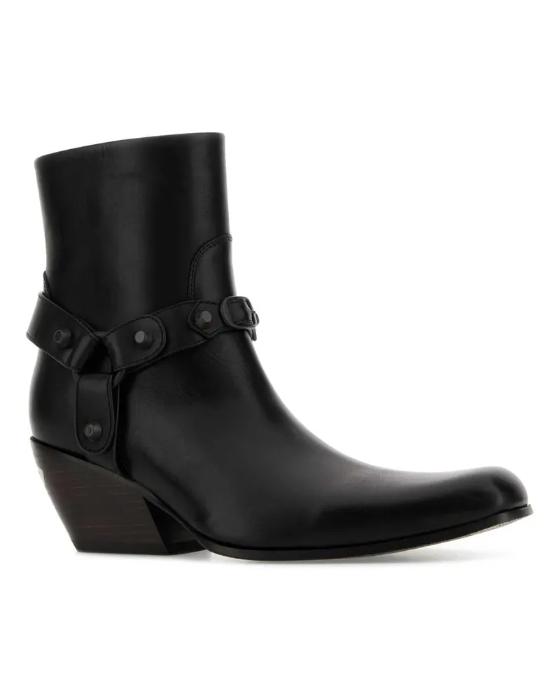 Balenciaga Women's Black Leather Memphis Ankle Boots Black-Brass T Bull Stivali Black/brass Black