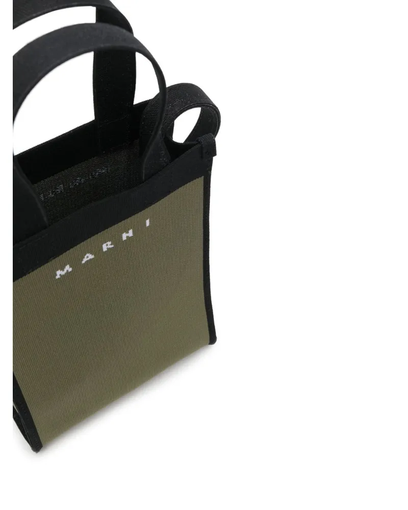 Marni Men's Logo Knit Crossbody Tote Bag Green Green