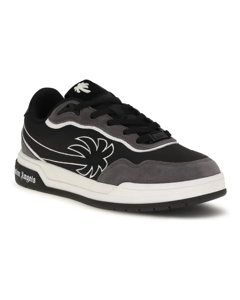 Palm Angels Suede-Panelled Leather Sneakers — Black Black
