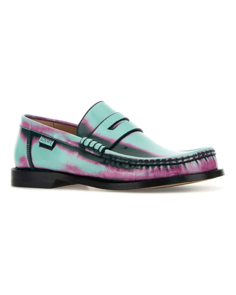 Loewe Women's Multicolor Leather Campo Loafers Mintpinkforestgreen Mocassini Multicolor