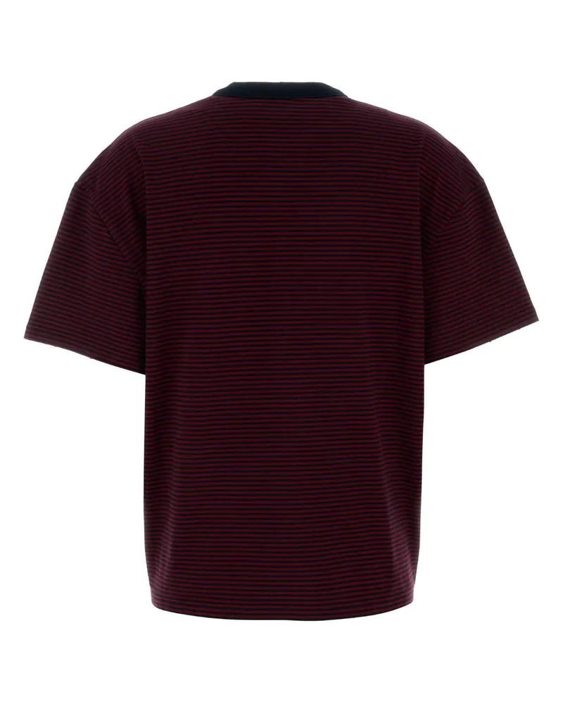 Prada Striped Cotton T-Shirt — Burgundy Burgundy