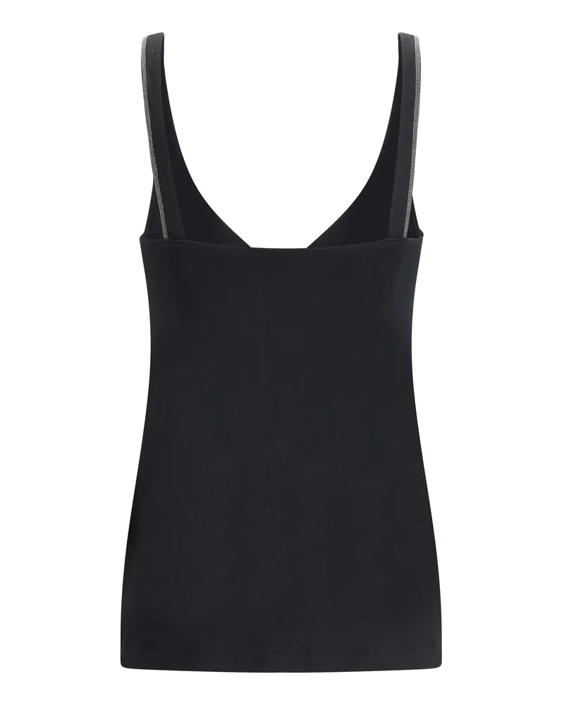 Brunello Cucinelli Jewel-Embellished Cotton Tank Top Nero