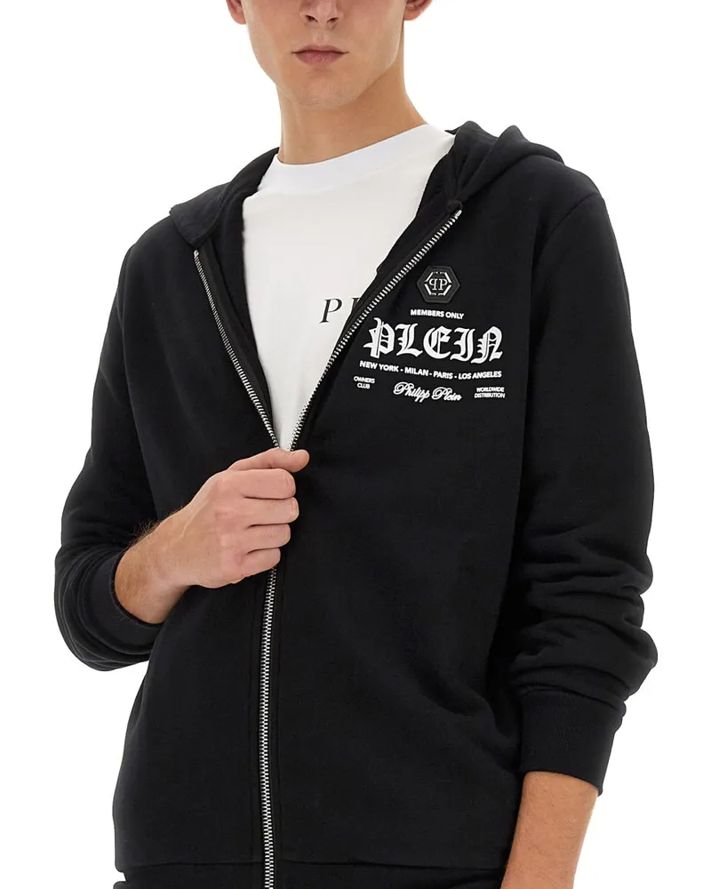 Philipp Plein Logo Cotton Sweatshirt — Black Black